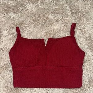 Red Hollister knitted cropped shirt